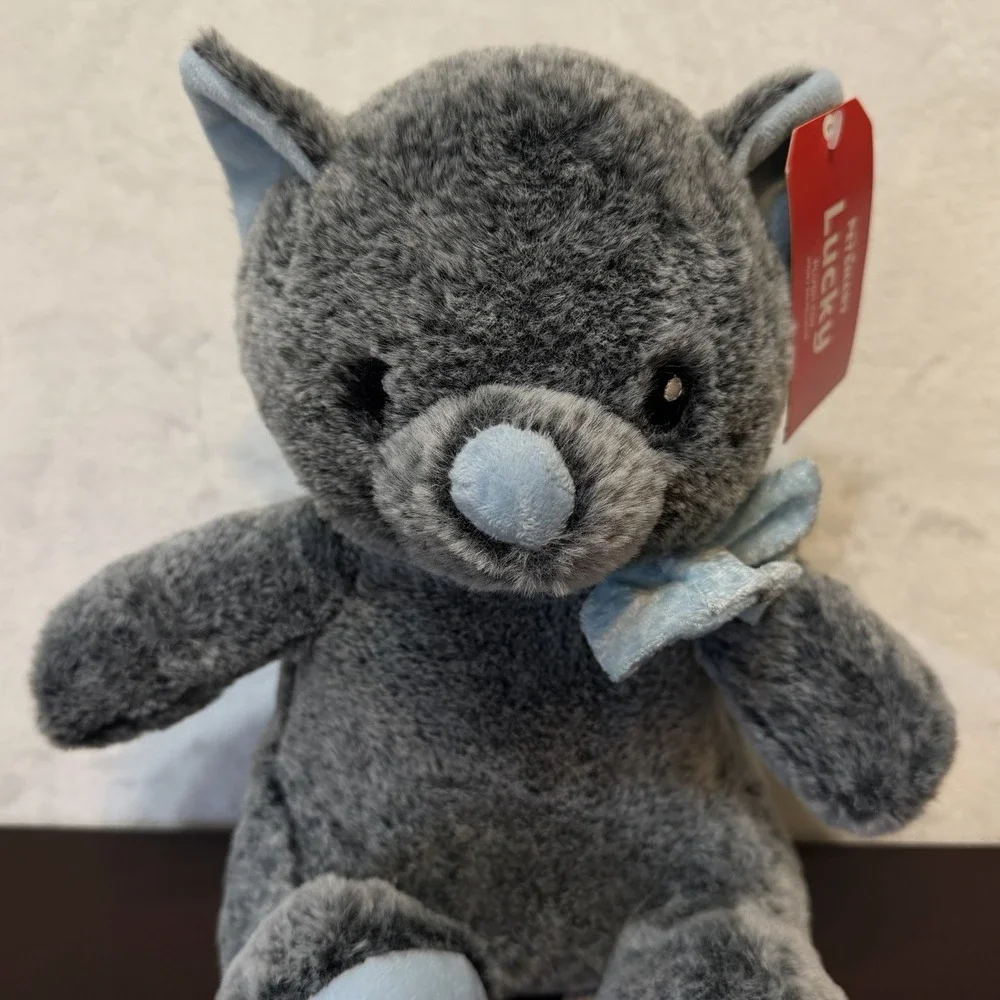 2025 Petsmart Lucky Squeaky Dog Toy Stuffed Animal Gray Blue Cat Plush w/ Tag